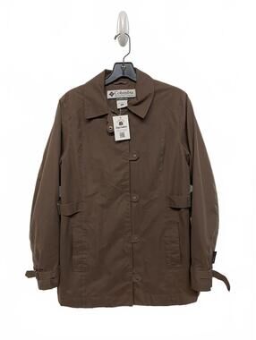Columbia Woman’s Size Medium Brown Soft Button Snap Zipup Jacket Pockets